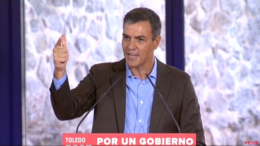 Pedro Sánchez, de mitin en Toledo.