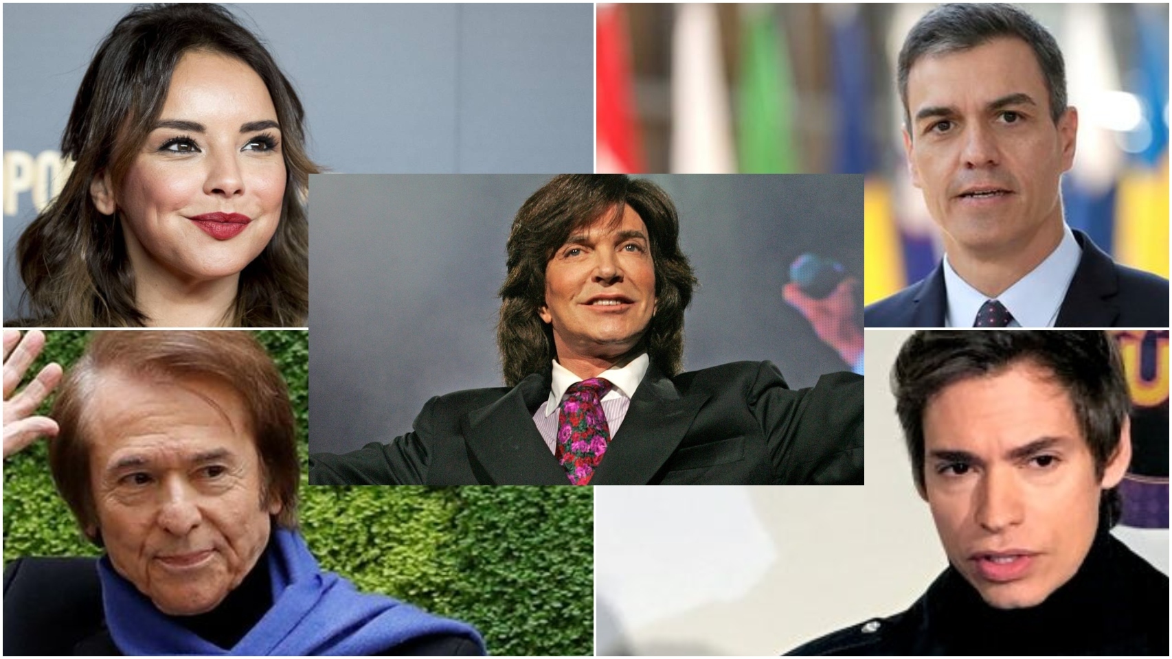 Chenoa, Raphael, Pedro Sánchez, Carlos Baute y Camilo Sesto en un combo de Jaleos.