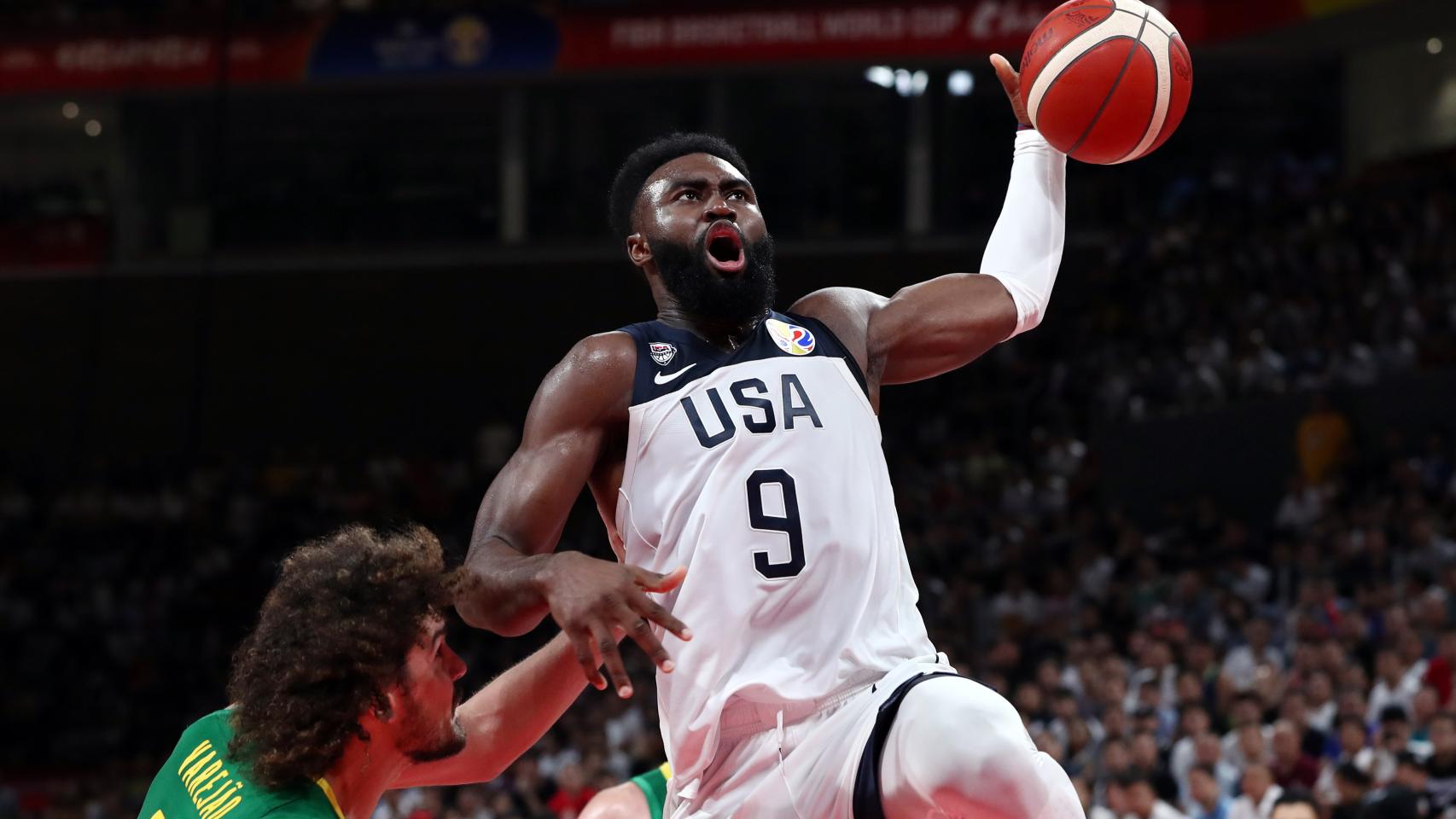 Jaylen Brown con Estados Unidos ante Brasil en el Mundial de China 2019.