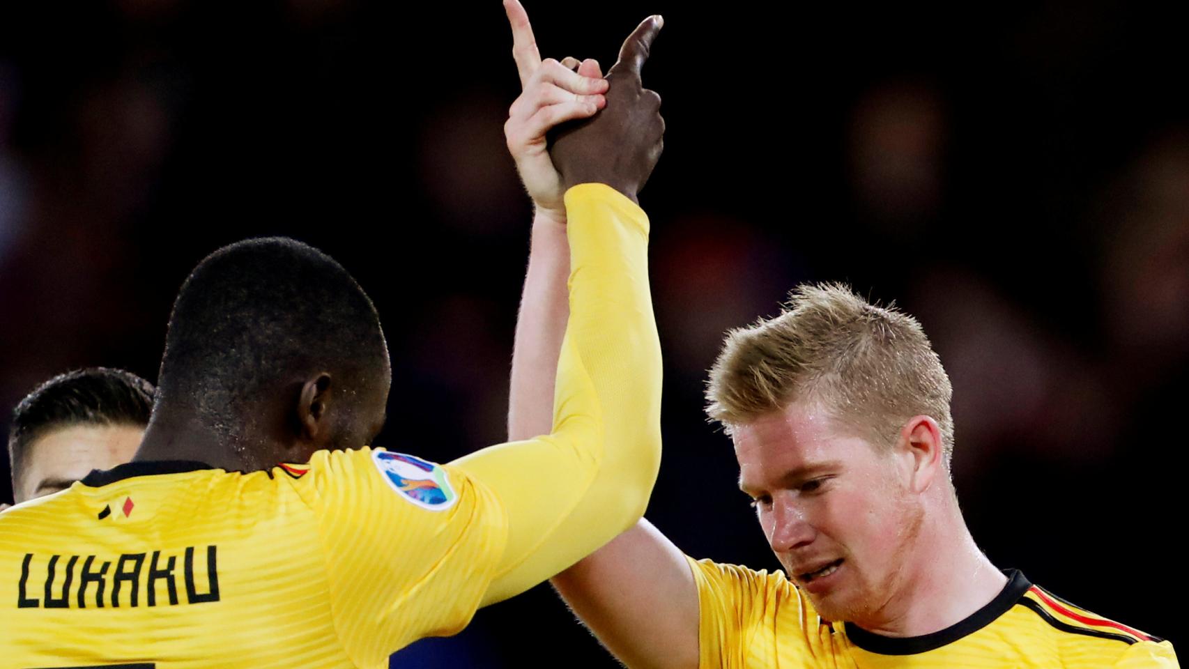 Lukaku y De Bruyne, en el partido entre Bélgica y Escocia