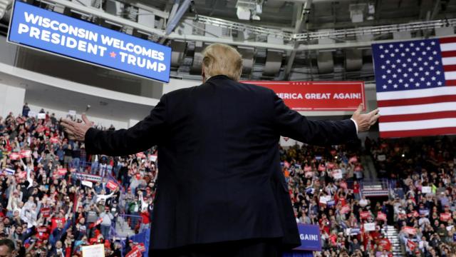 Donald Trump durante un mitin en Wisconsin.