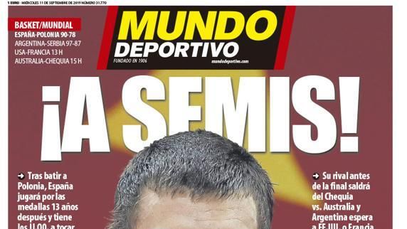 Portada Mundo Deportivo (11/09/19)