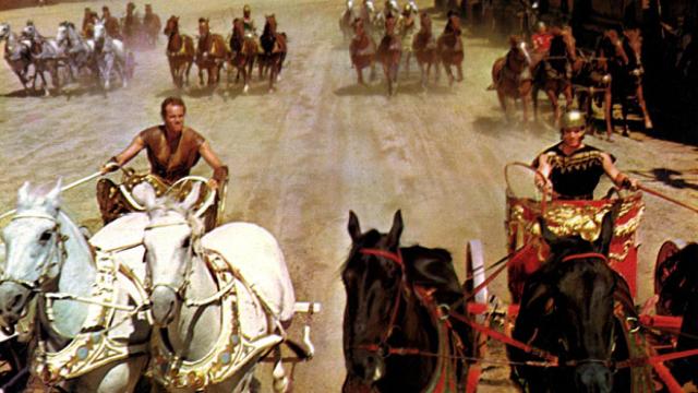 La famosa escena de la carrera de carros de la película 'Ben Hur'.