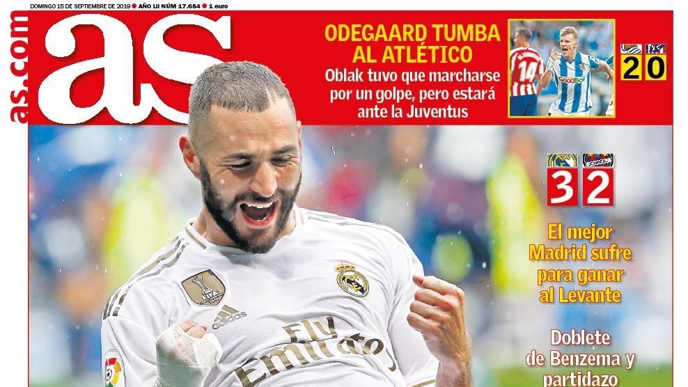 La portada del diario AS (15/09/2019)