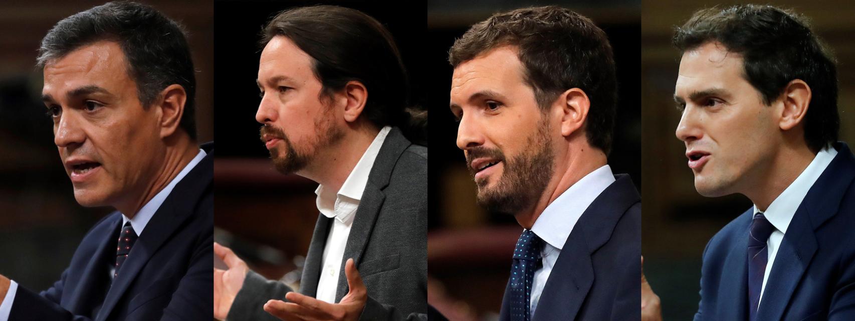 Pedro Sanchez, Pablo Iglesias, Pablo Casado y Albert Rivera.