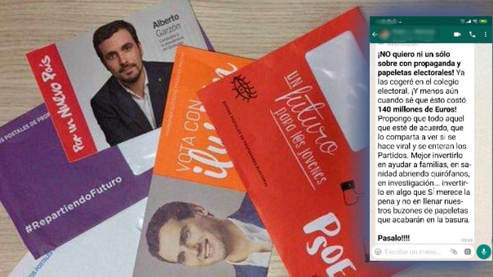 Envíos de propaganda electoral subvencionados para las elecciones generales.