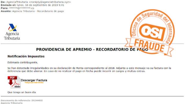 Falso correo de la Agencia Tributaria