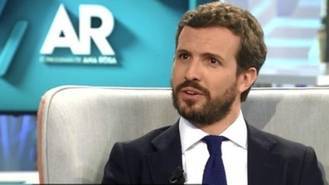 El presidente del PP, Pablo Casado, este lunes en 'El Programa de Ana Rosa'.
