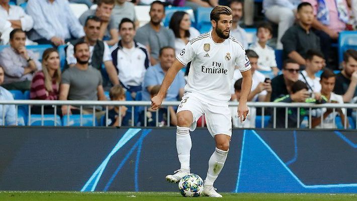 Nacho, en el partido del Real Madrid - Brujas de la Champions League