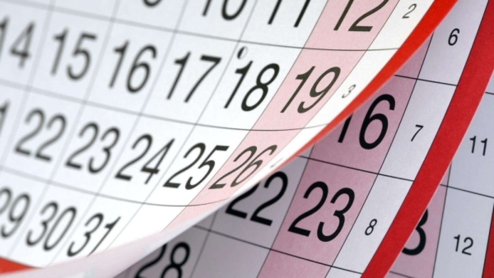 Imagen de archivo de un calendario