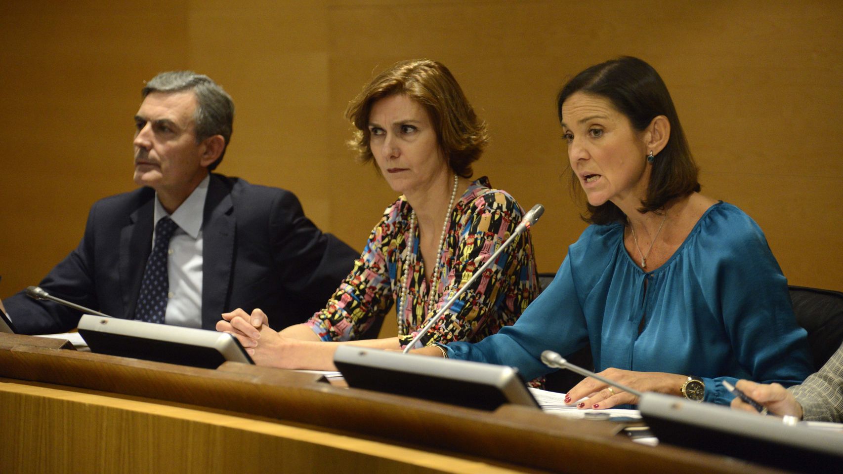 La ministra de Industria, Comercio y Turismo, Reyes Maroto, este jueves durante la rueda de prensa.