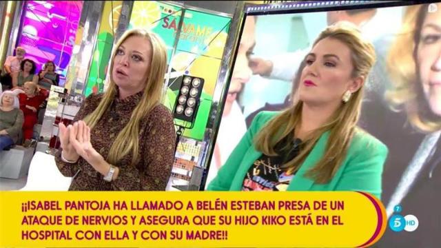 Belén Esteban junto a Carlota Corredera en 'Sálvame' tras la llamada de Pantoja.