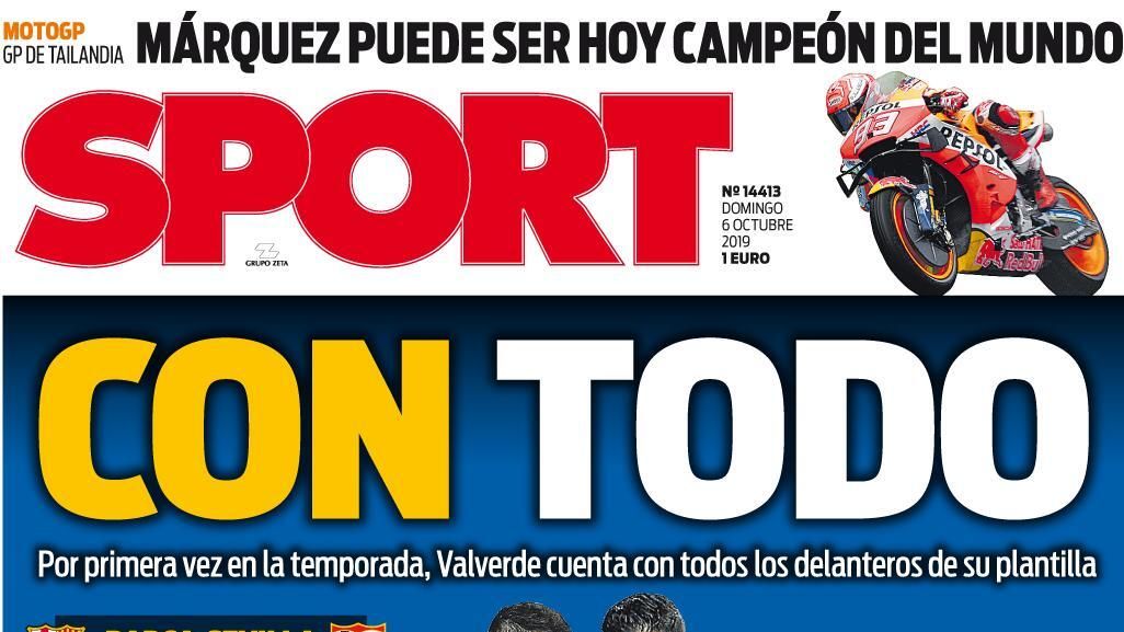 Portada del diario Sport (06/10/2019)