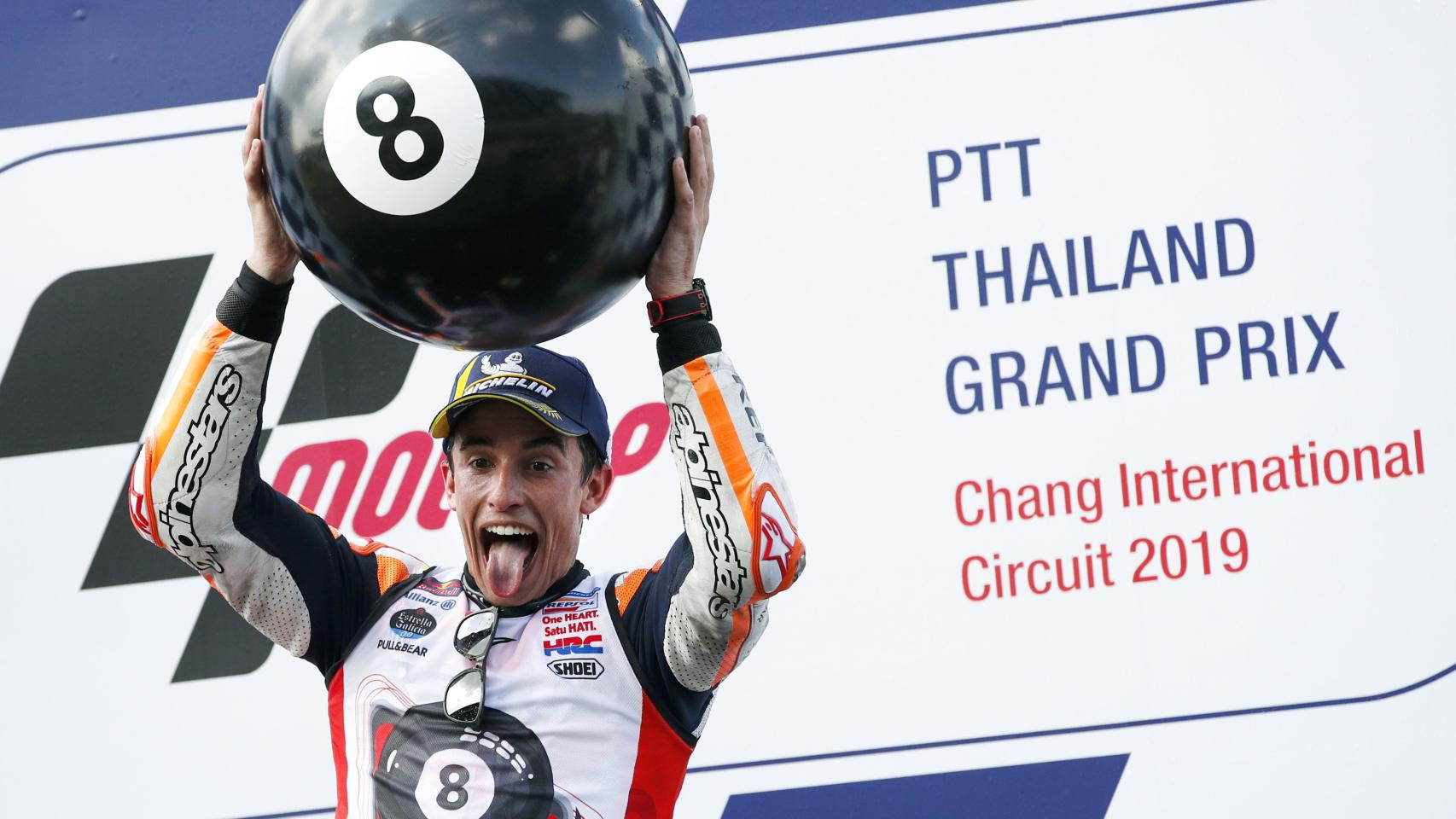Marc Márquez celebra su octavo título de campeón del mundo