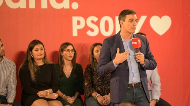 El presidente del Gobierno en funciones, Pedro Sánchez durante su intervención.