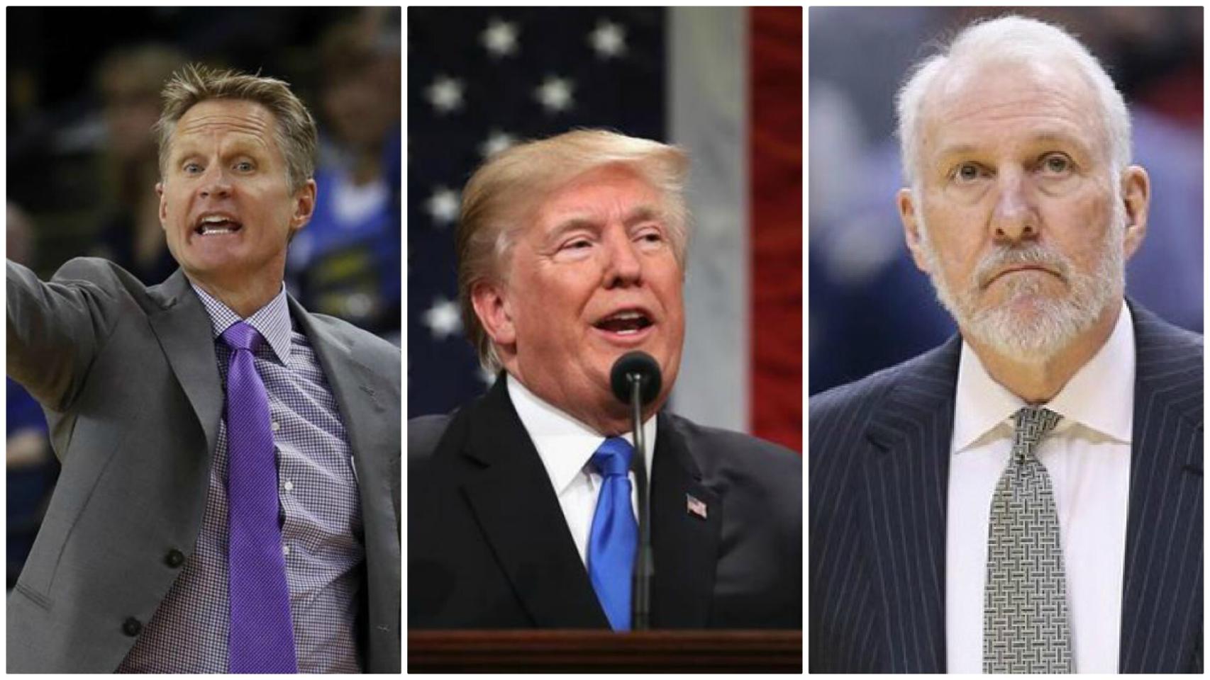 Steve Kerr, Donald Trump y Gregg Popovich