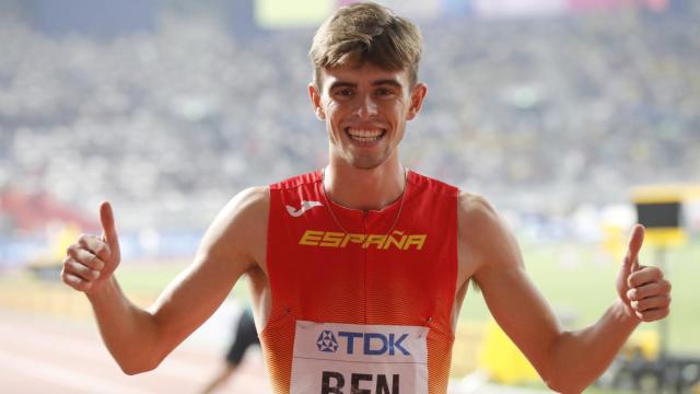 Adrián Ben, durante el Mundial de Atletismo de Doha