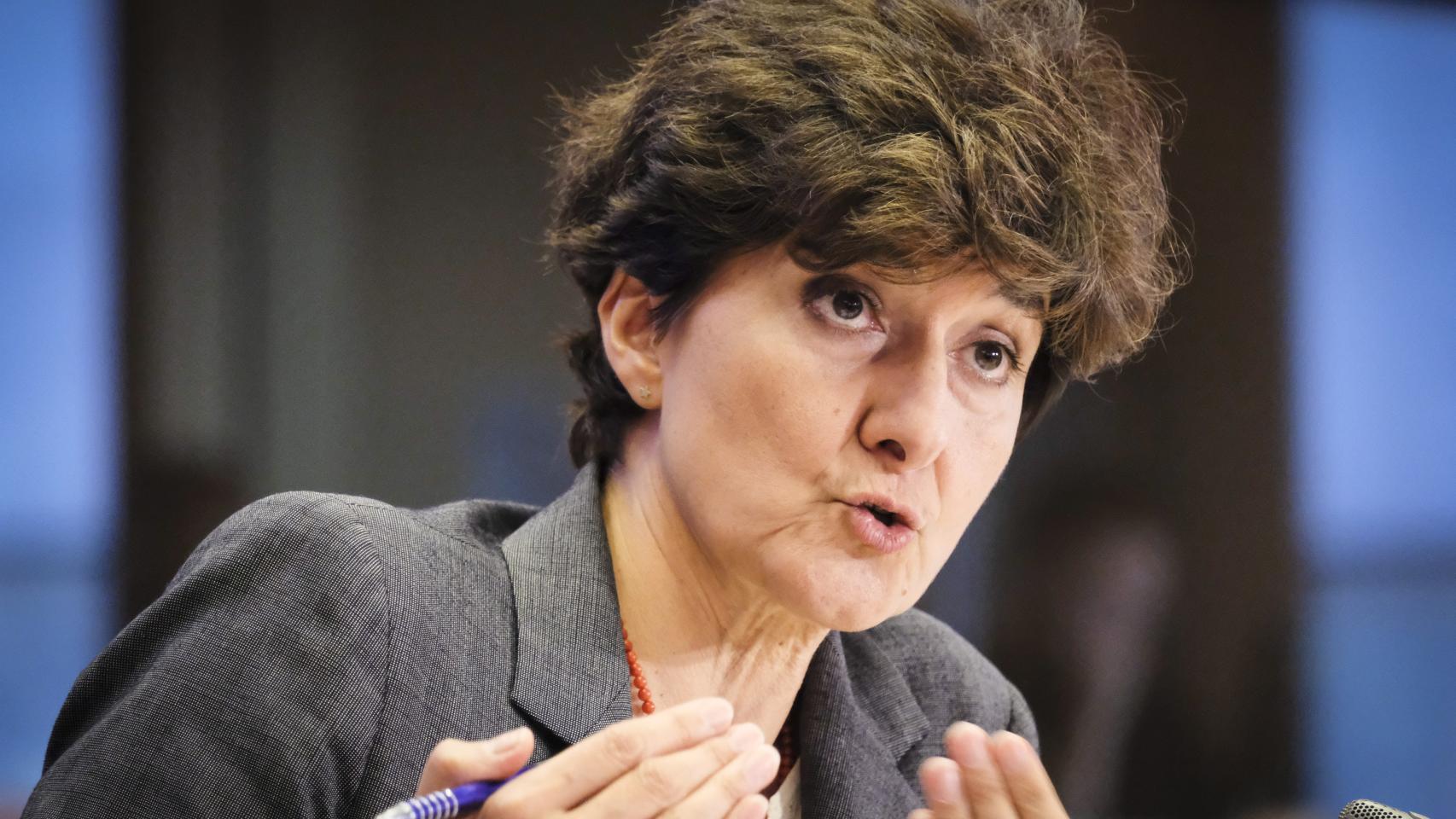 La candidata fallida de Macron, Sylvie Goulard, durante su segundo examen en la Eurocámara