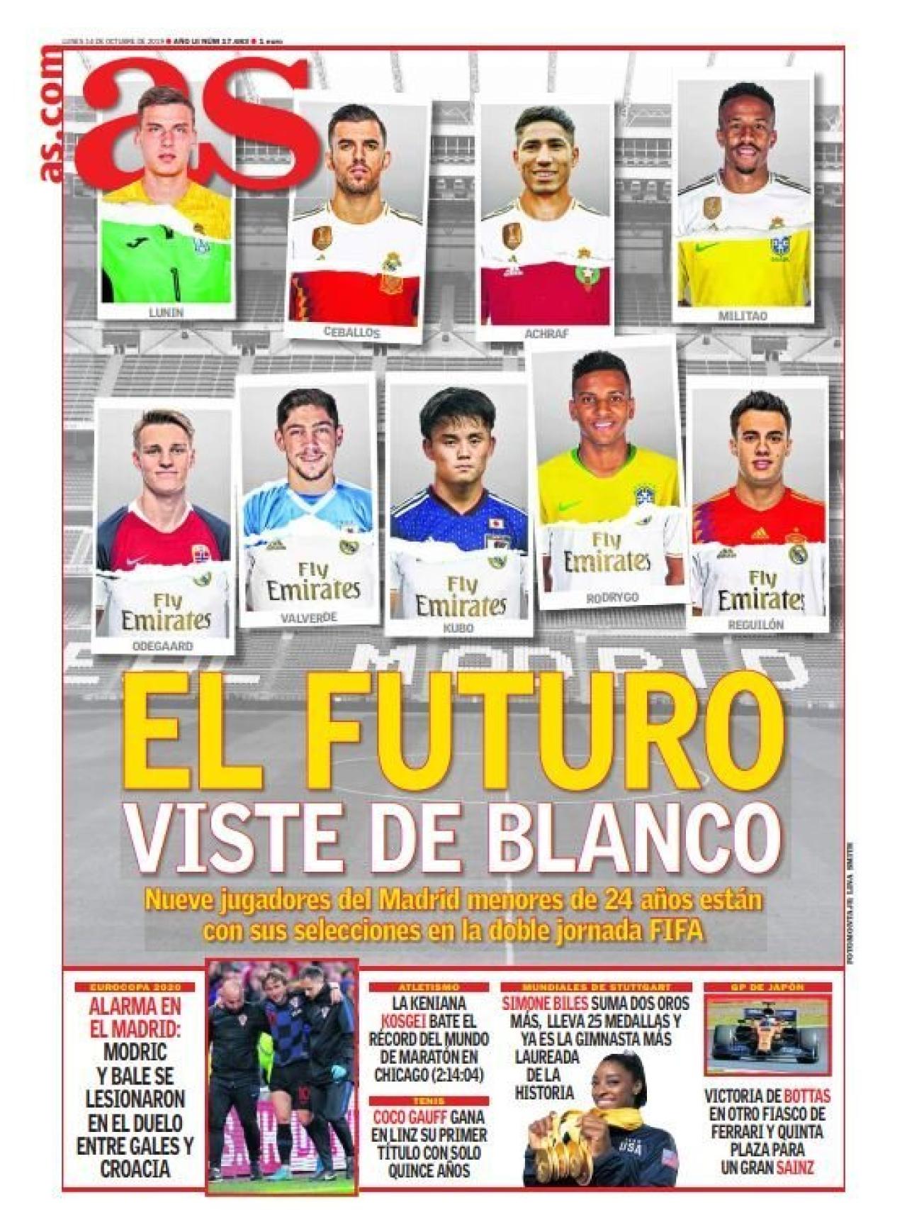 La portada del diario AS (14/10/2019)