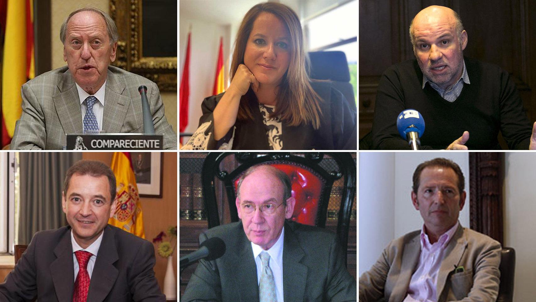 De izqda. a dcha. y de arriba abajo: Tomás Ramón Fernández, Natalia Velilla, Ignacio González Vega, Manuel Almenar, Enrique Gimbernat y Roberto Blanco.