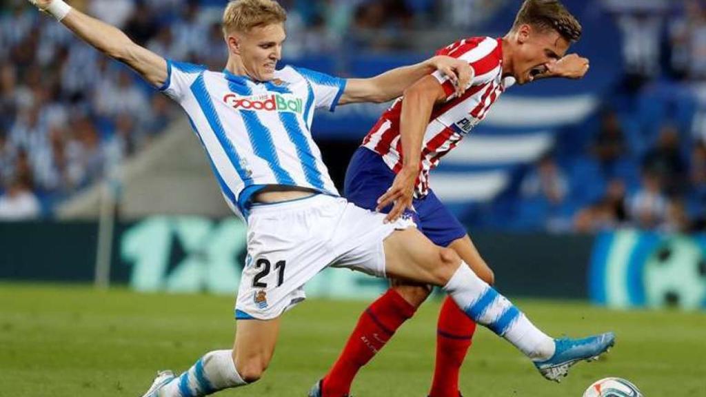 Martin Odegaard en un partido con la Real Sociedad