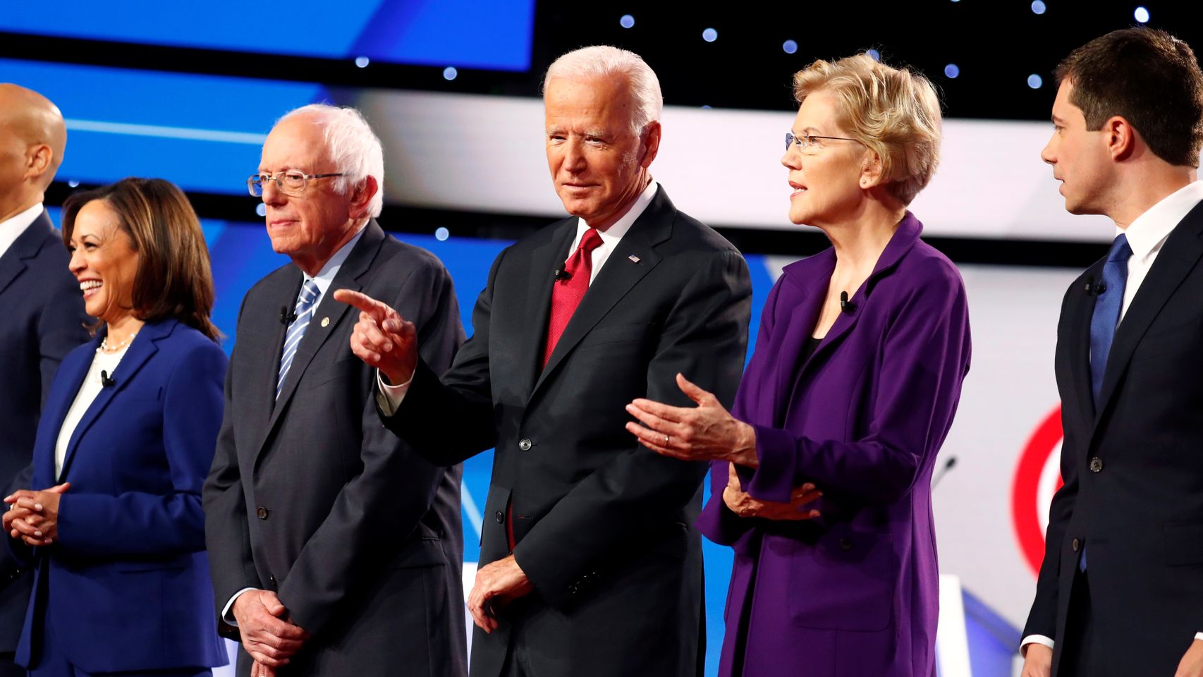Harris, Sanders, Biden, Warren y Buttigieg.