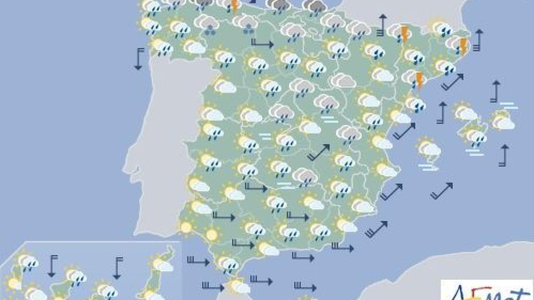 Predicción del tiempo para este domingo.