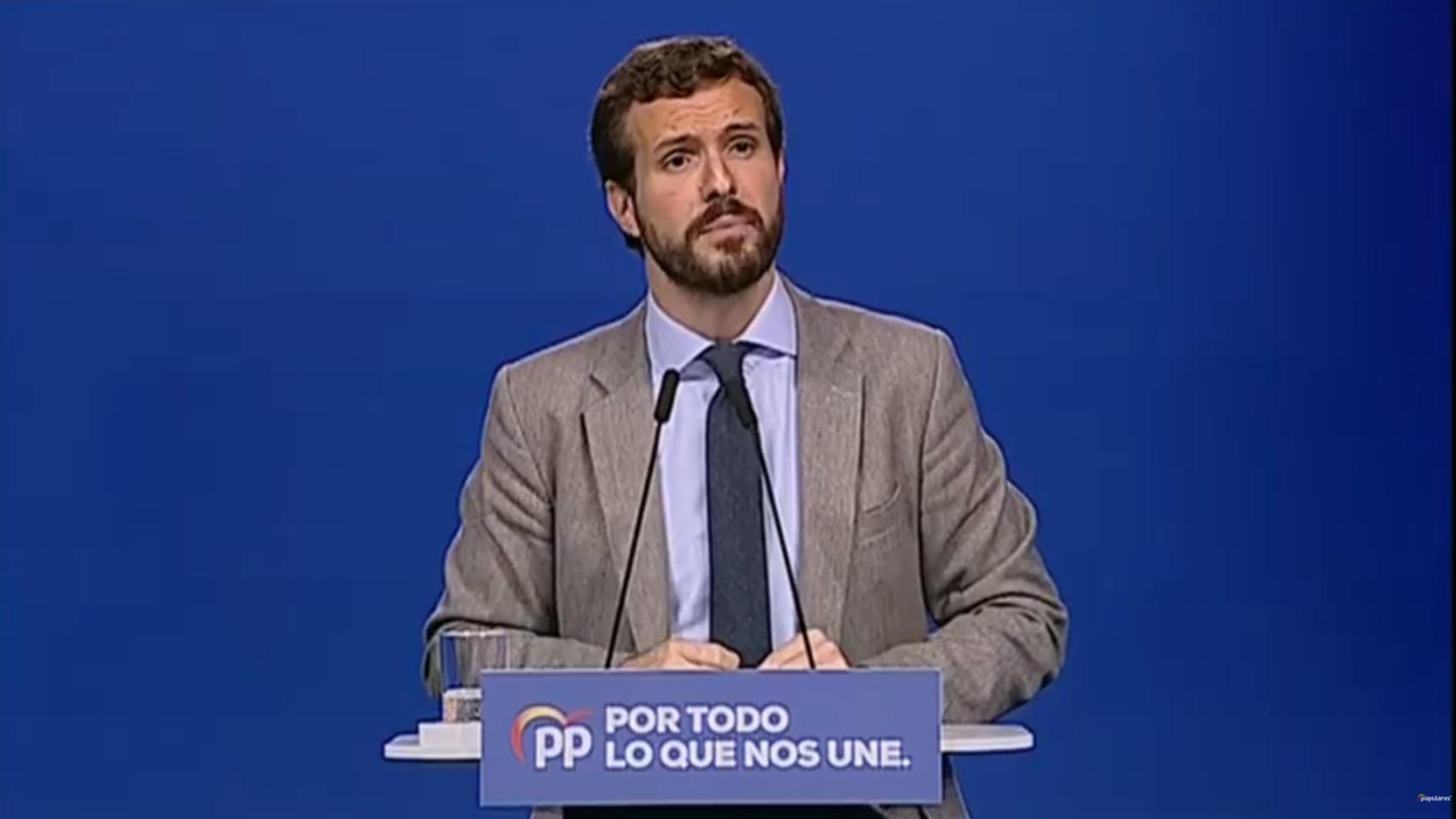 Pablo Casado, en un acto de pensiones y empleo en Toledo.