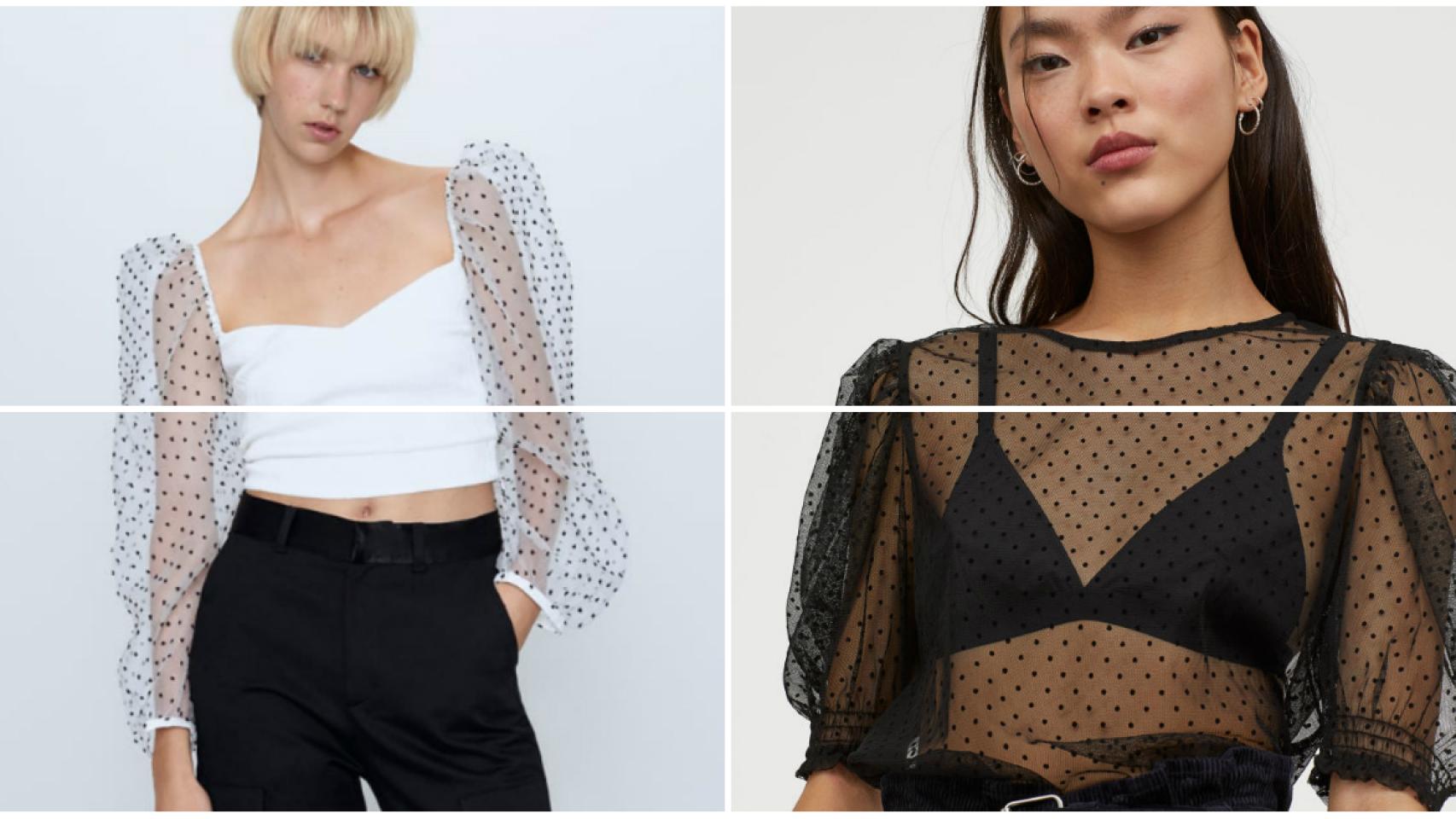 El tejido transparente con puntos bordados es la última tendencia en moda, desde el 'low cost' a la alta costura.