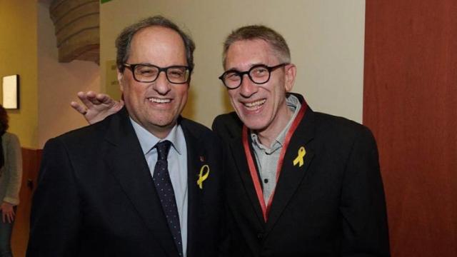 Agustí Colomines junto a Quim Torra, presidente de la Generalidad.