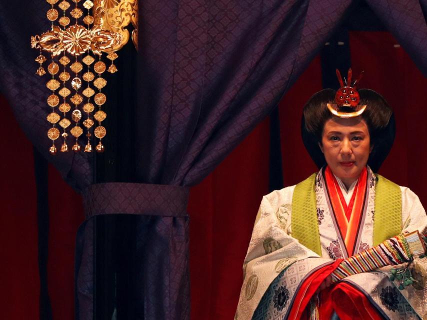 La emperatriz japonesa Masako durante la ceremonia para proclamar el emperador Naruhito.