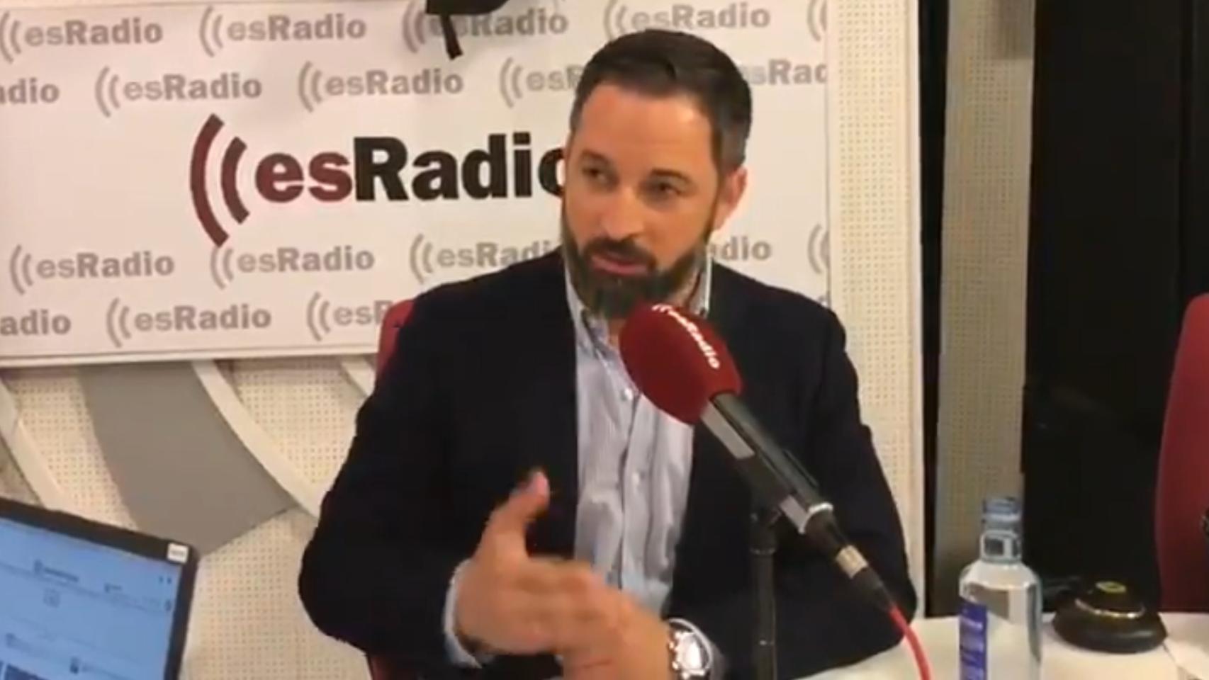 Santiago Abascal durante la entrevista a Esradio.