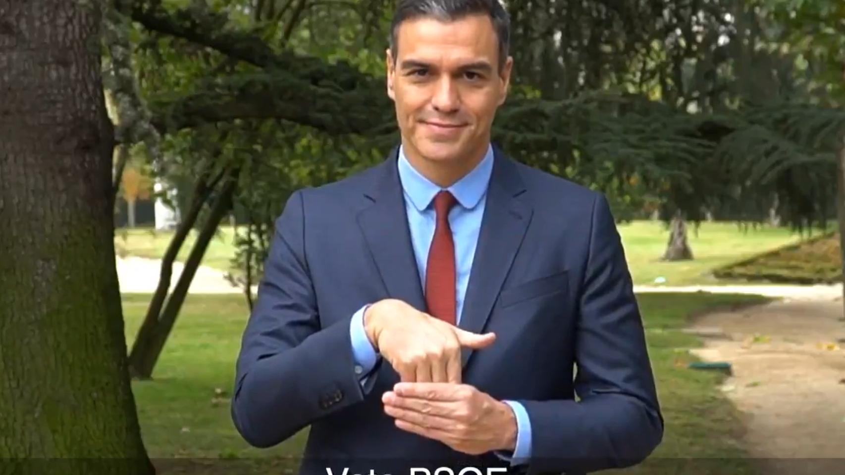 Pedro Sánchez pidiendo el voto en el PSOE en el vídeo.