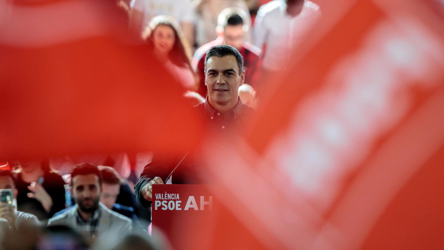 Pedro Sánchez, este sábado en un mitin en Mislata (Valencia).