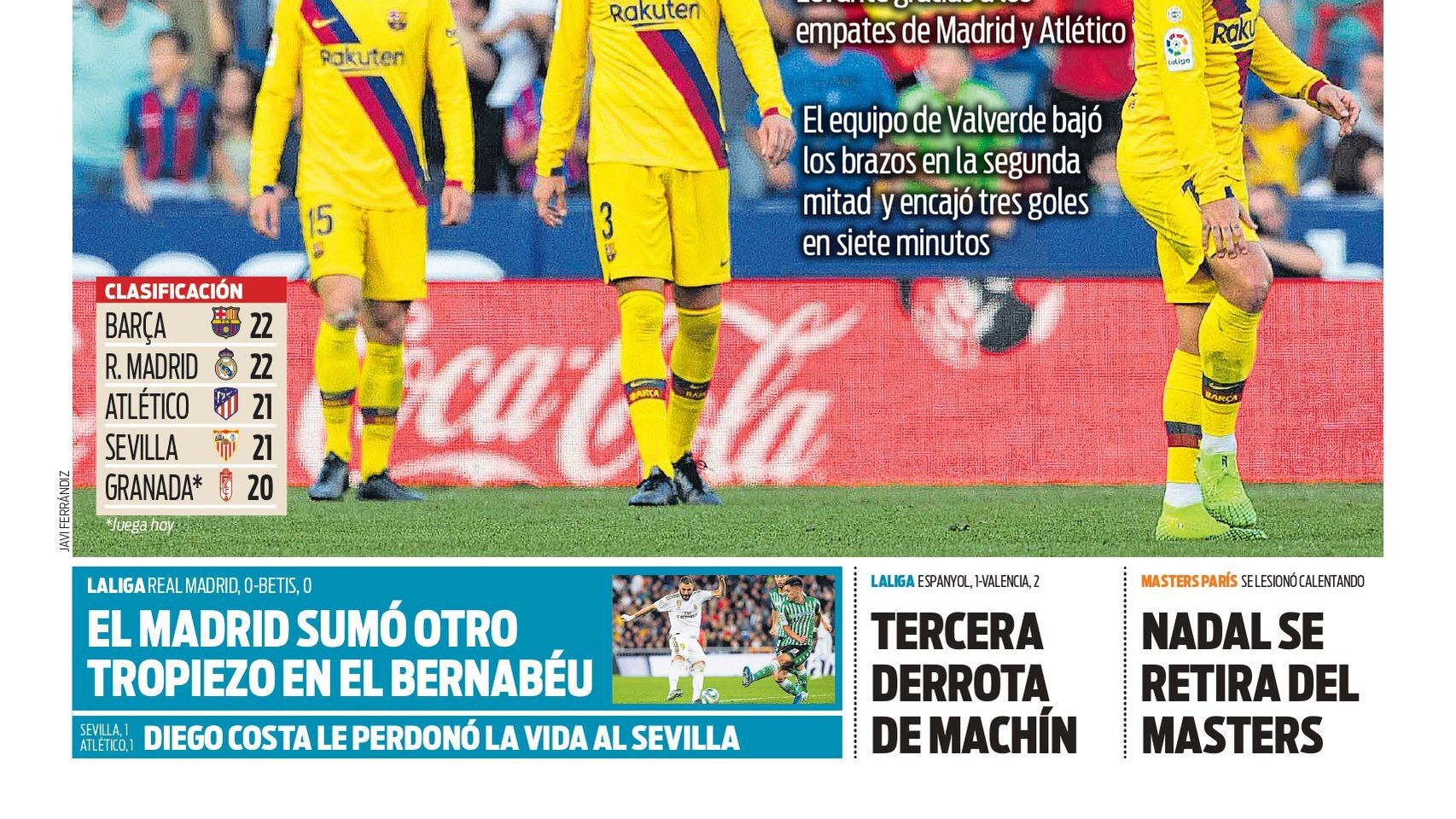 Portada diario Sport (03/11/2019)