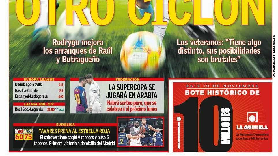 La portada del diario AS (08/11/2019)