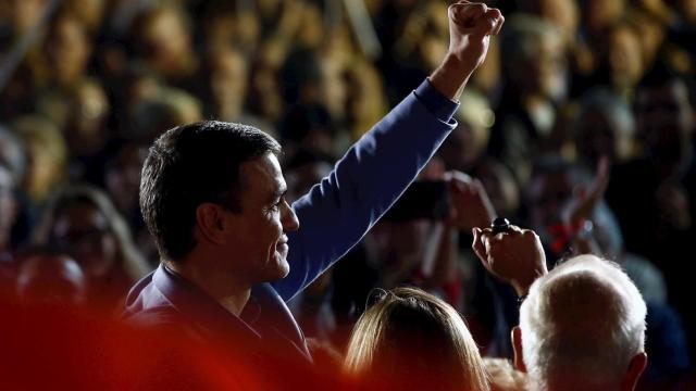 Pedro Sánchez, en el mitin de cierre de campaña en Barcelona.