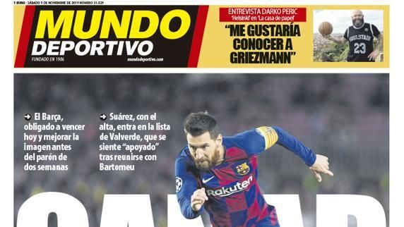 Portada Mundo Deportivo (09/11/2019)