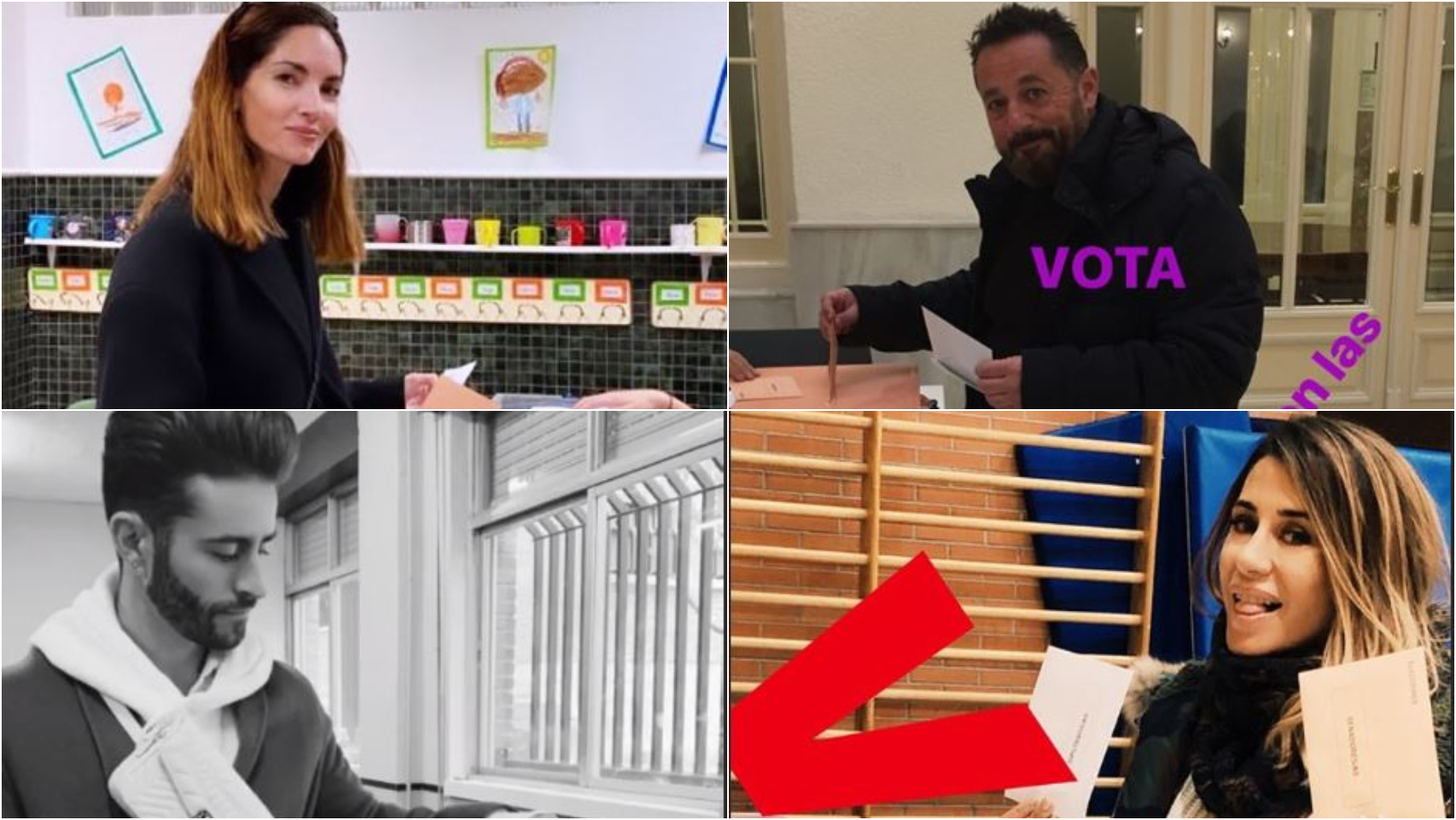 Eugenia Silva, Pepón Nieto, Pelayo Díaz y Elena Tablada votando.