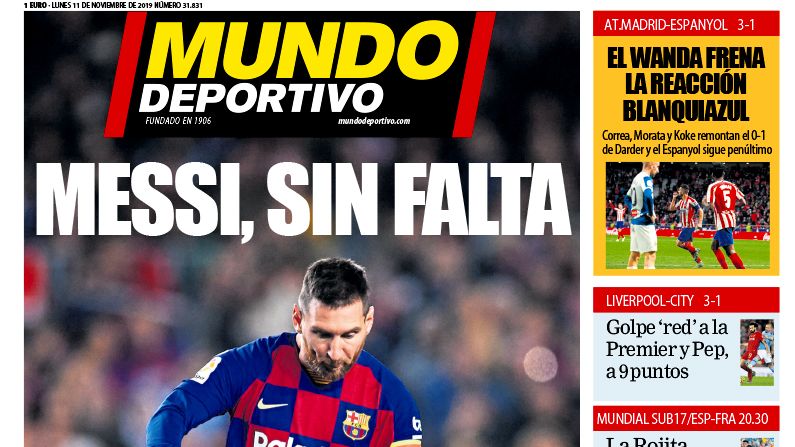 La portada del diario Mundo Deportivo (11/10/2019)