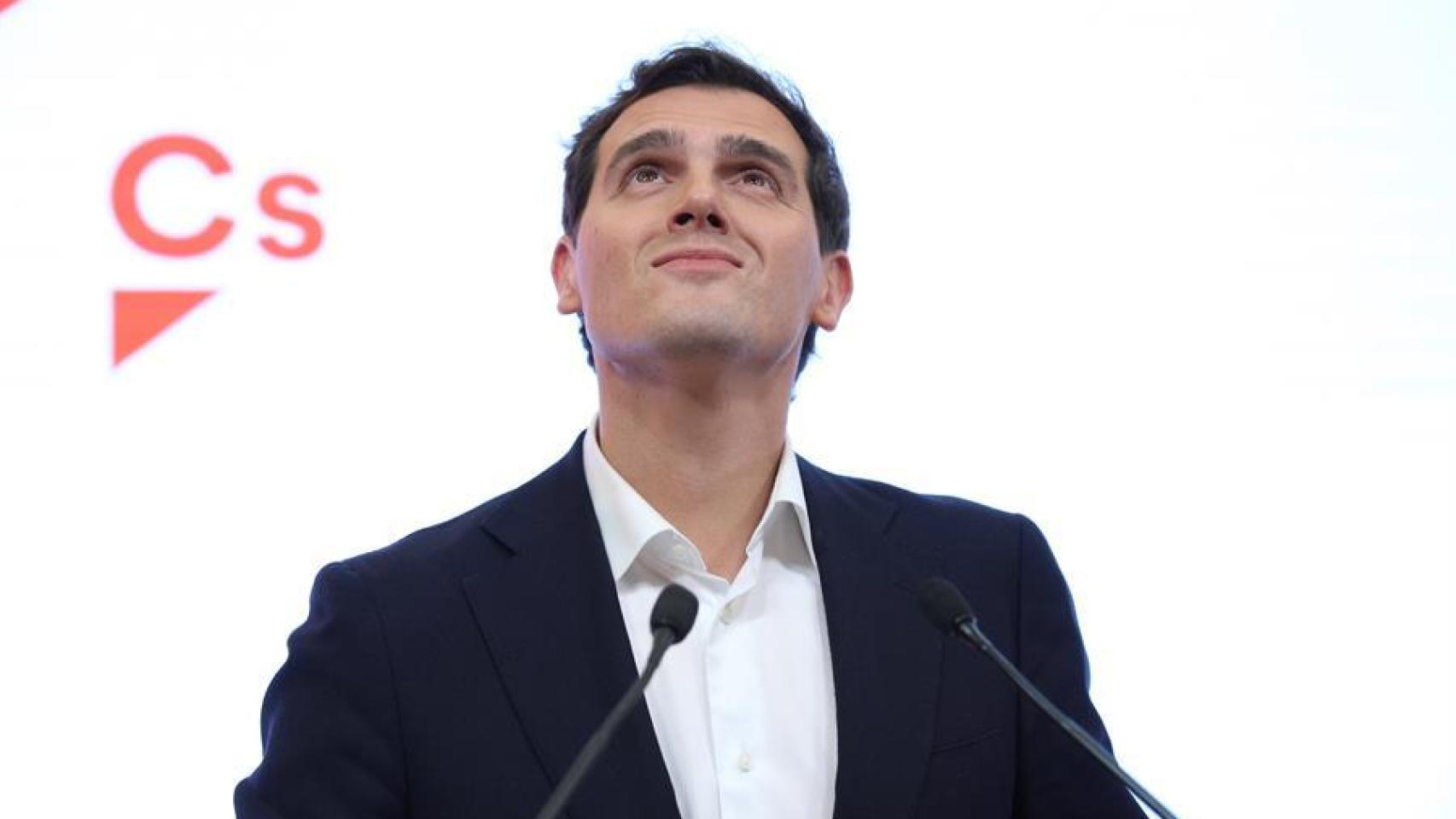 Albert Rivera, durante su comparecencia este lunes en la sede del partido