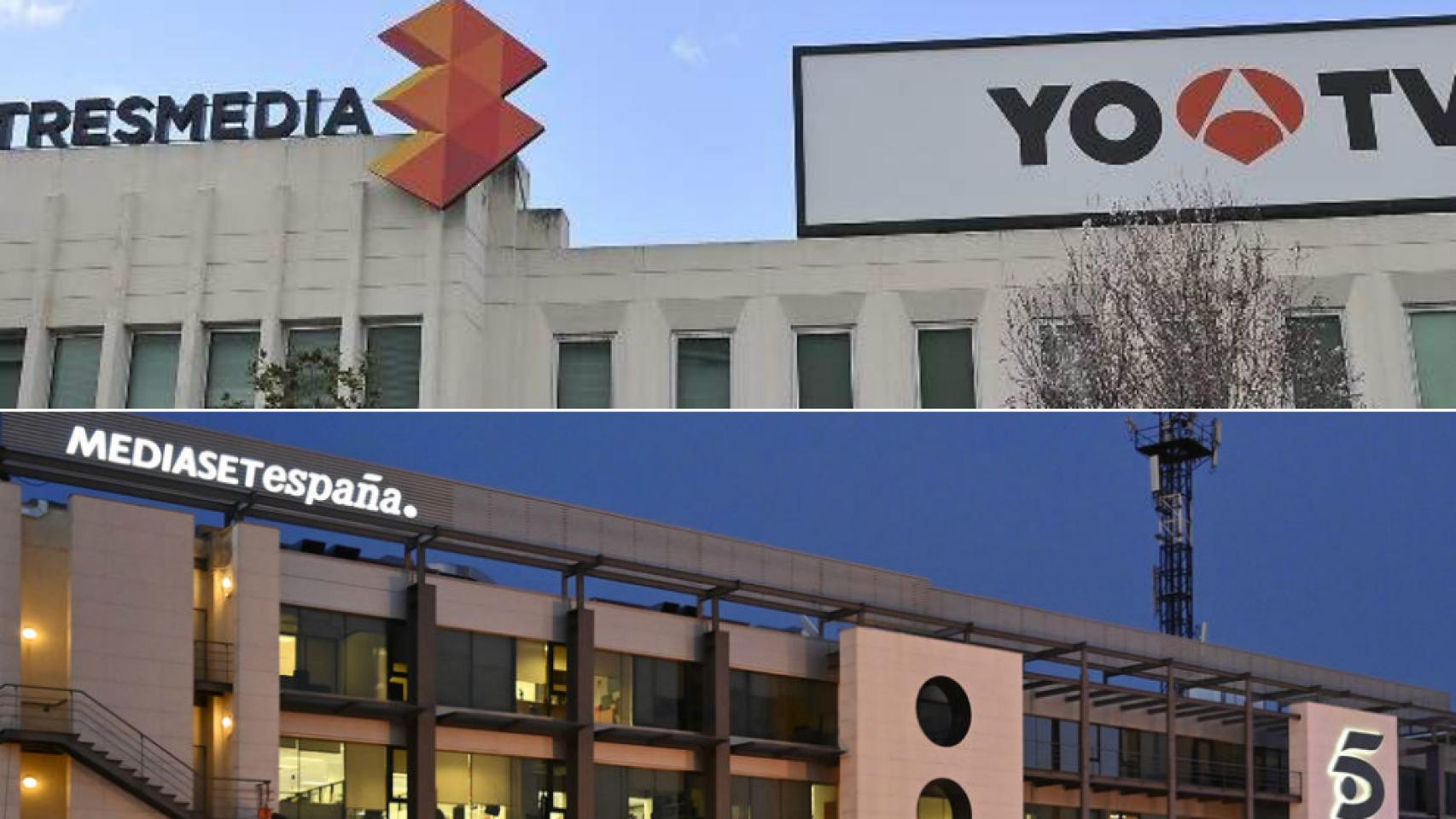 Sedes de Atresmedia y Mediaset.