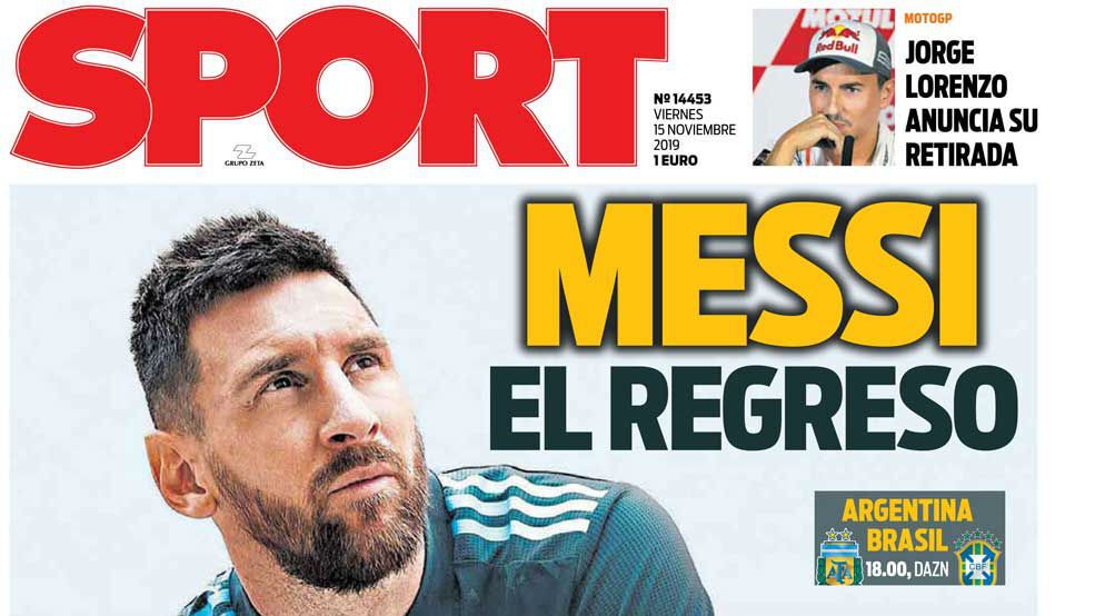 Portada SPORT (15/11/2019)
