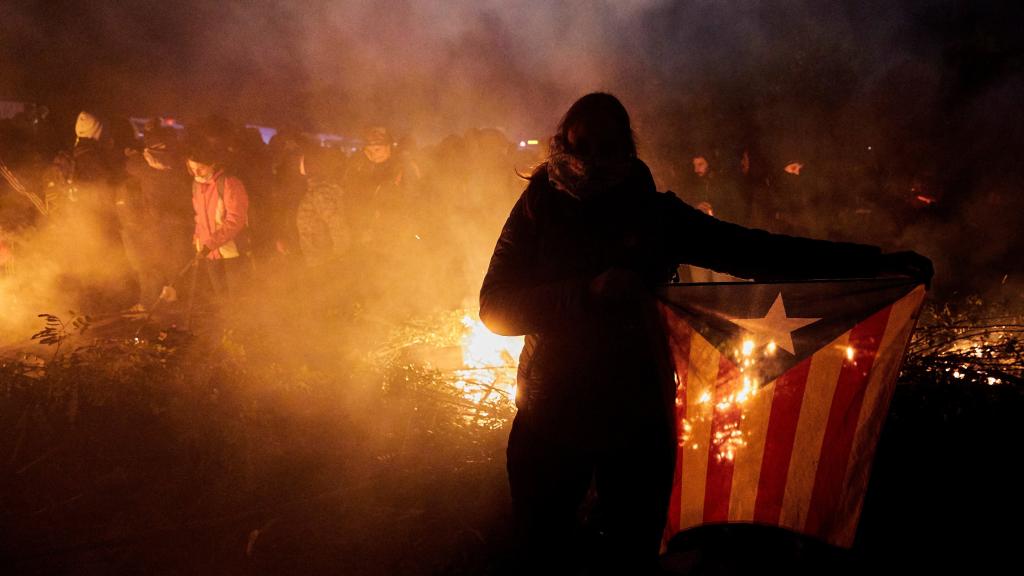 Disturbios violentos de Tsunami en la AP-7, a la altura de La Junquera en 2019.