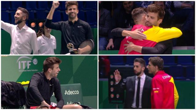 Piqué y Broncano jugando al tenis.