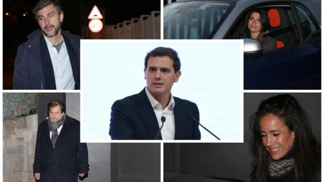 Albert Rivera junto a algunos compañeros de partido y amigos en montaje JALEOS.