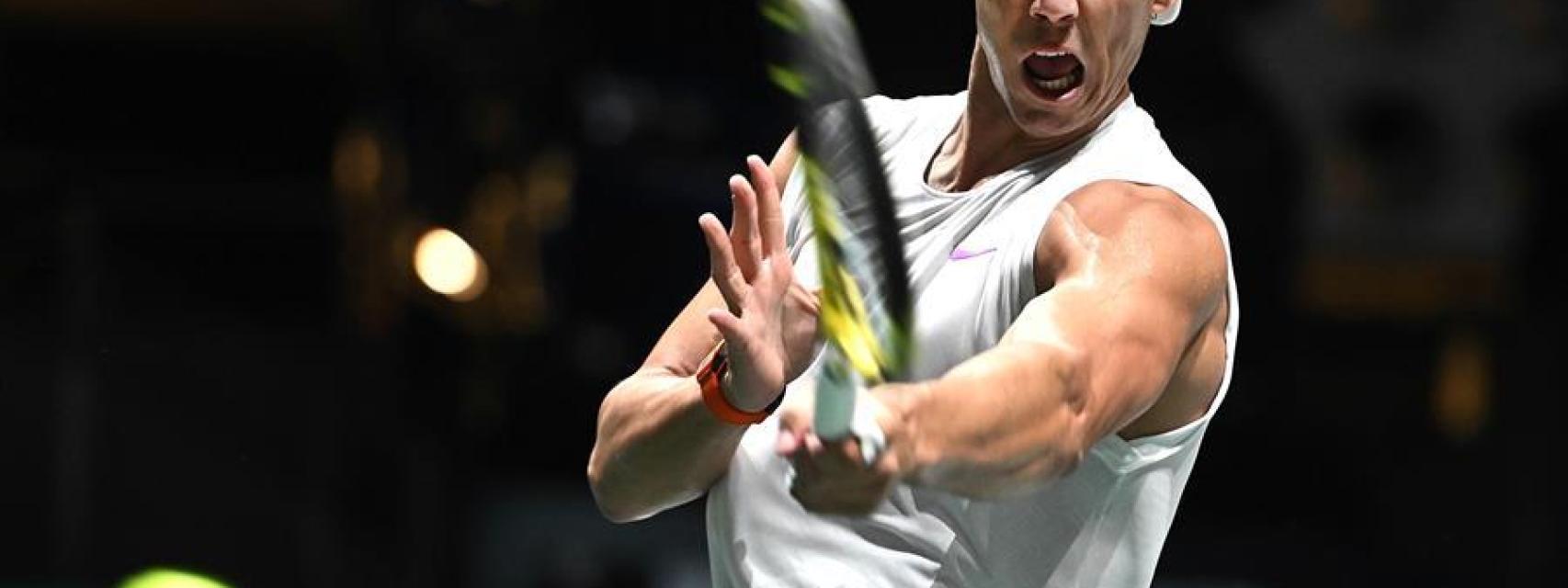 Nadal, durante su primer entrenamiento en Madrid.