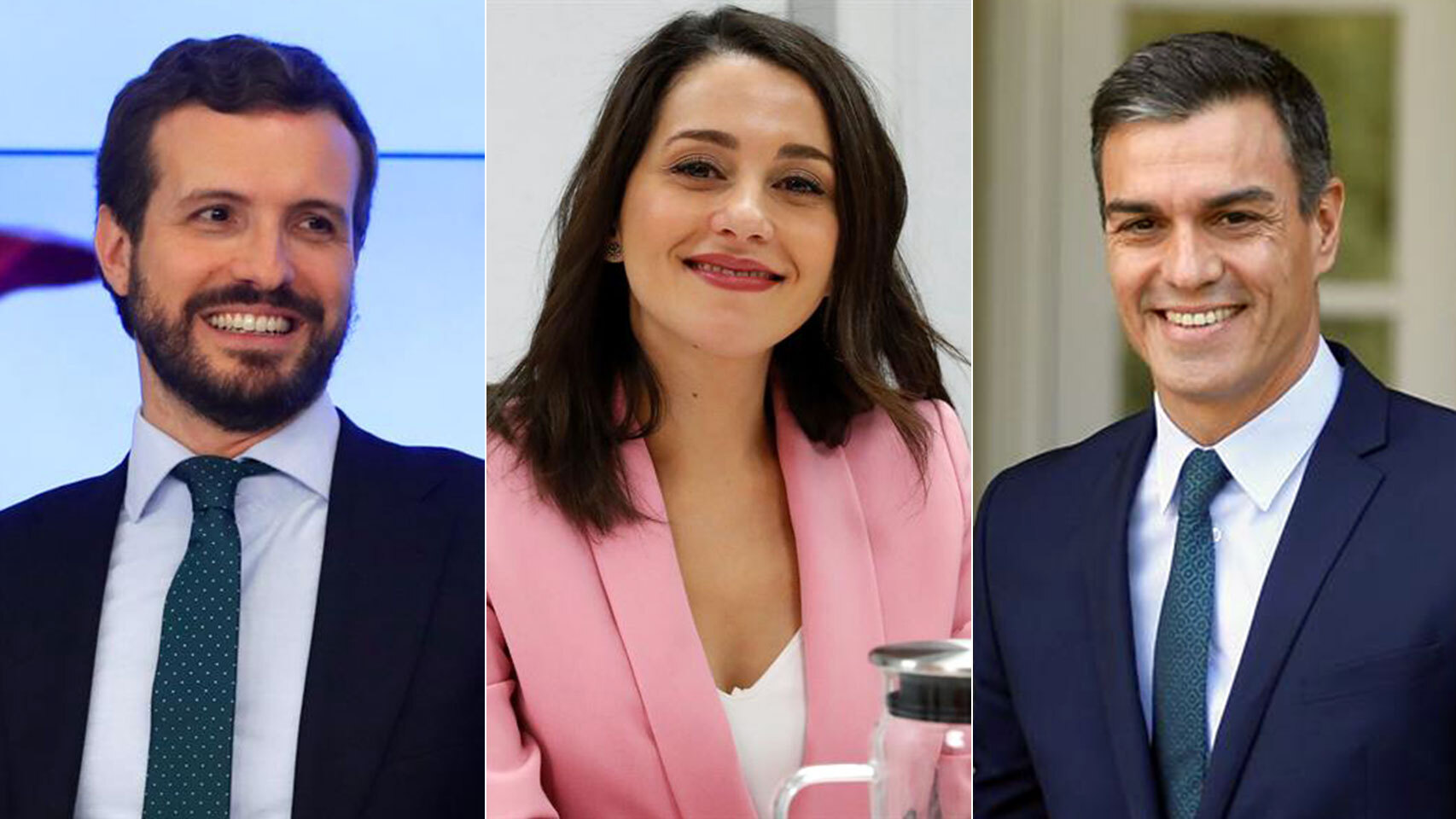 Pablo Casado, Inés Arrimadas y Pedro Sánchez.