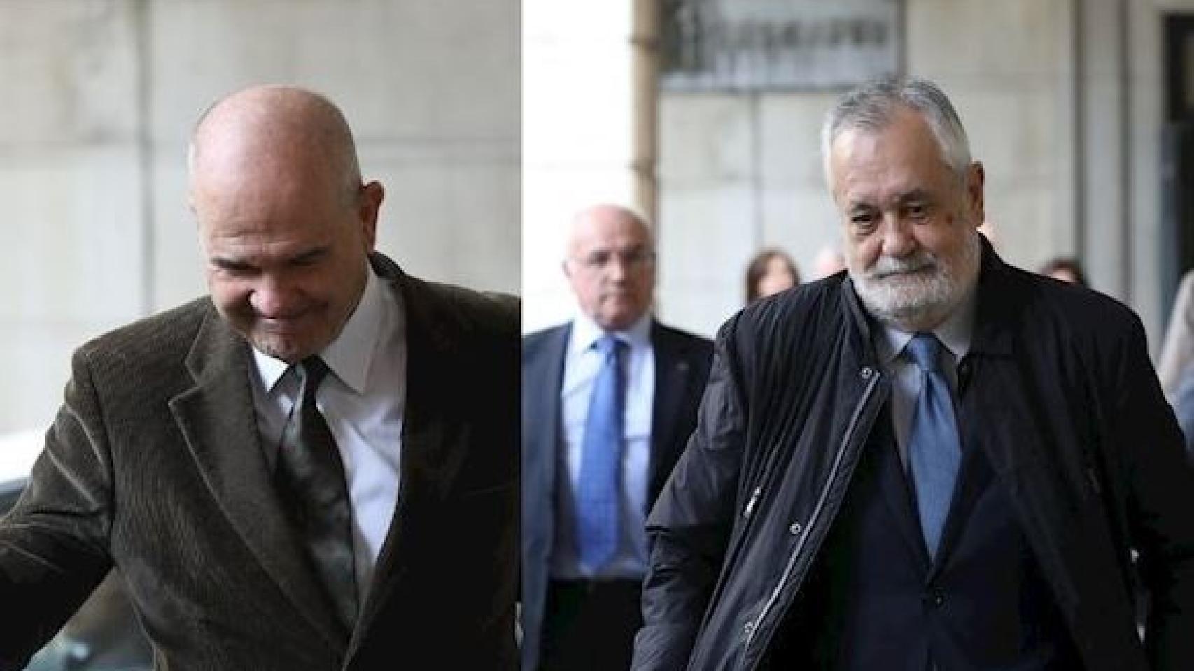 Chaves (izqda.) y Griñán, este martes tras conocer la sentencia de los ERE./