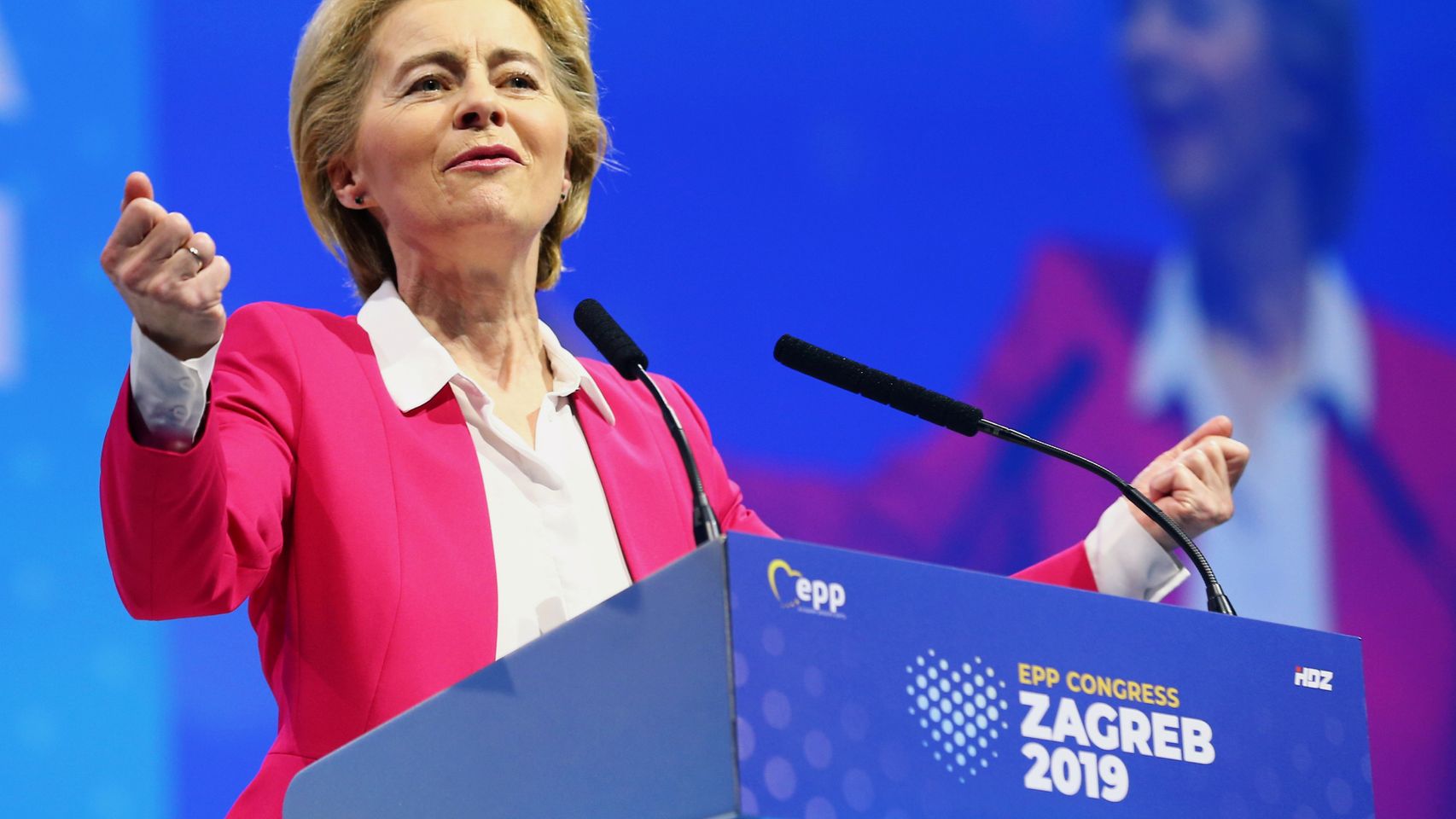 La presidenta electa de la Comisión, Ursula von der Leyen, este miércoles durante el congreso del PPE en Zagreb